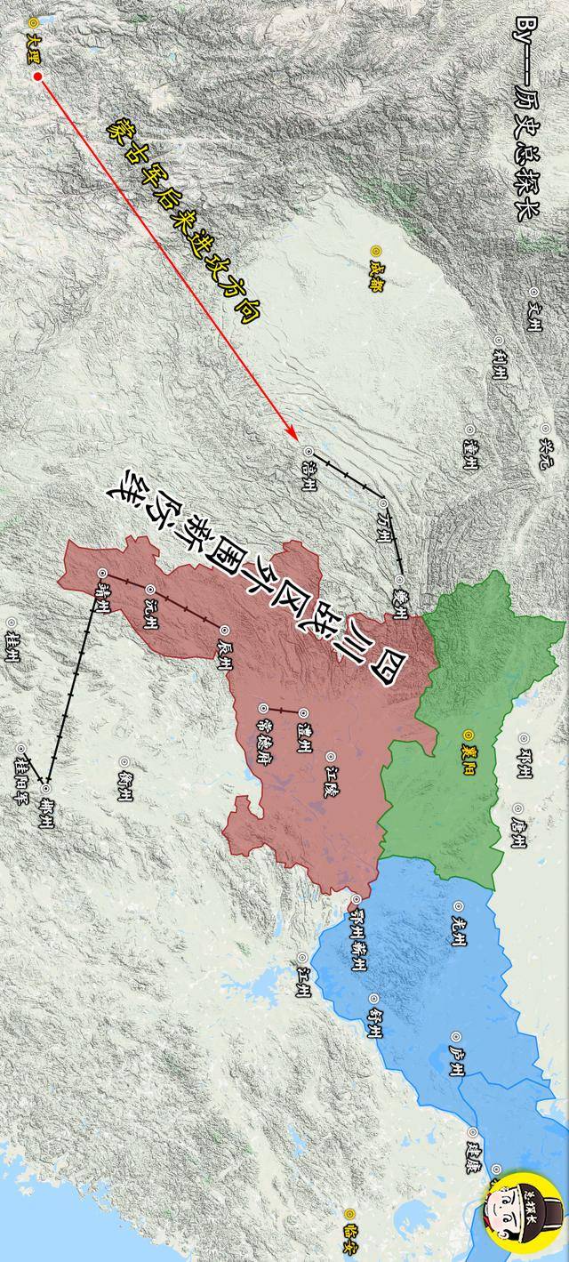 原创图解蒙古战役蒙古10万大军南侵攻灭大理威逼安南