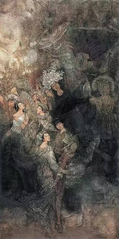 近年崔进也画意笔人物,当代几位工笔人物画家,大都也要画点意笔,这视