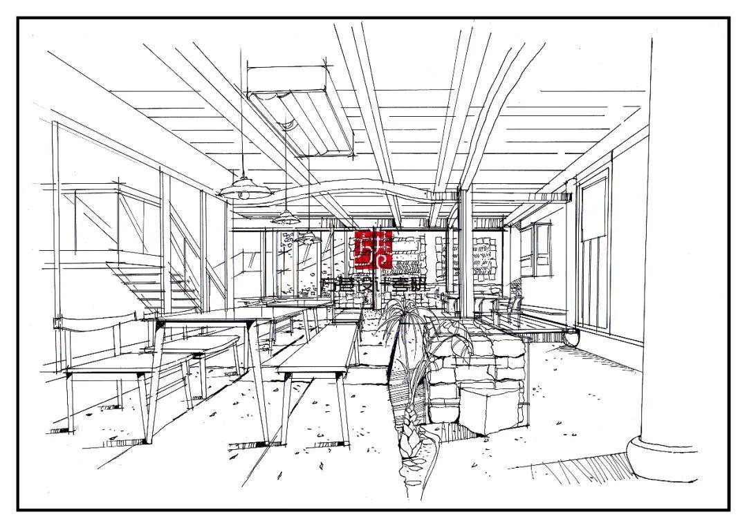 环艺空间手绘线稿表达 | 室内设计素材分享(一)