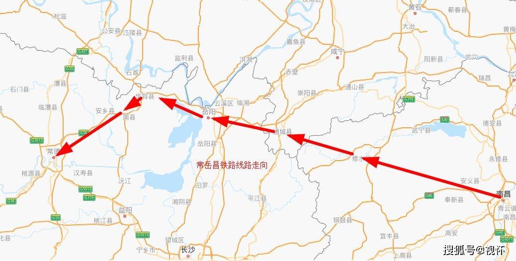 京广高铁基本上是从岳阳的中部穿过,其东边的平江县,西边的湘阴县
