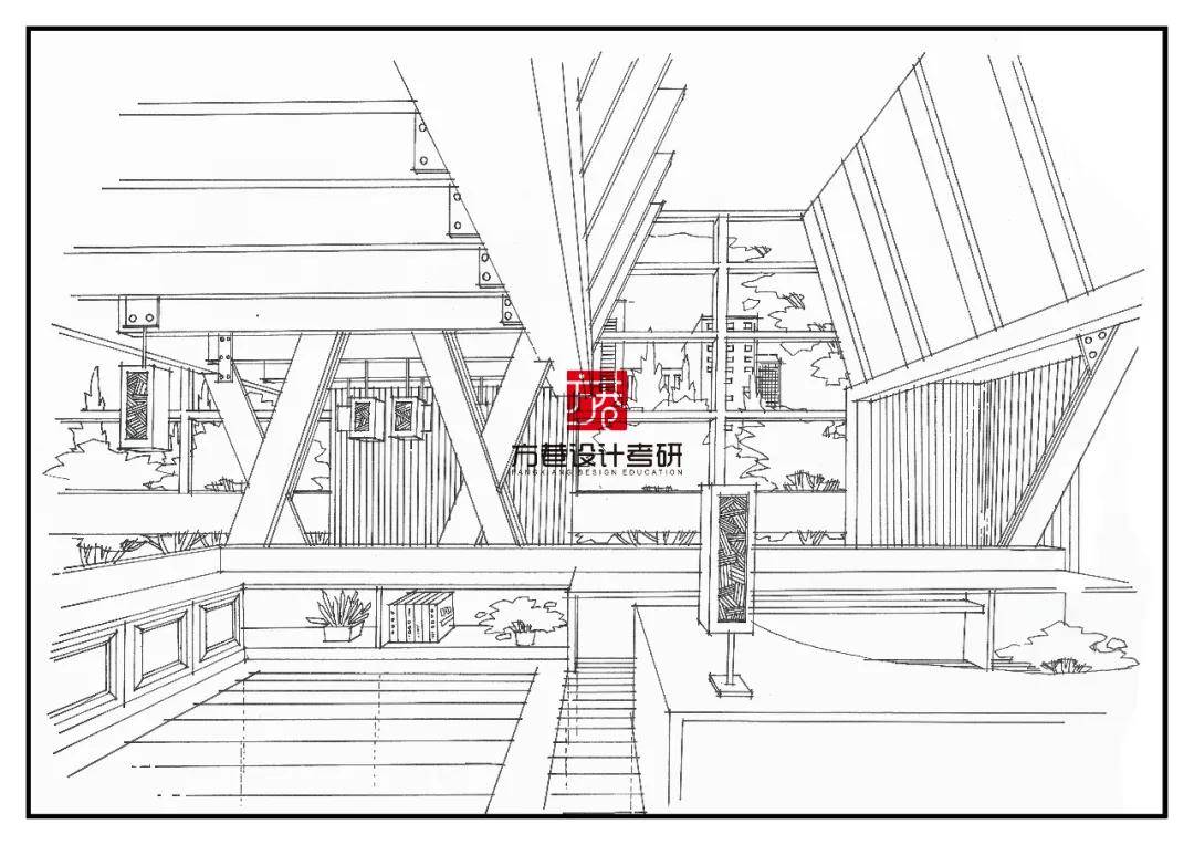 环艺空间手绘线稿表达 | 室内设计素材分享(一)