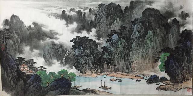 江苏省美术馆特聘画师,卢志远数十年如一日地耕耘在其青绿山水画的