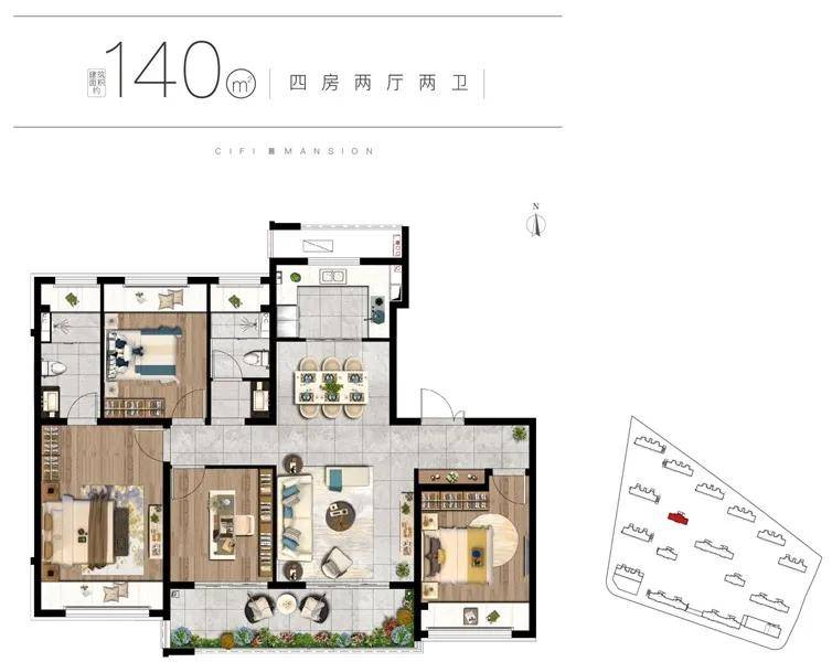 户型示意图▼ 测评时间:下午15:20 美的世茂云筑售楼处示意图