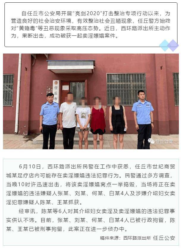 任丘捣毁一卖淫嫖娼窝点现场抓获6人