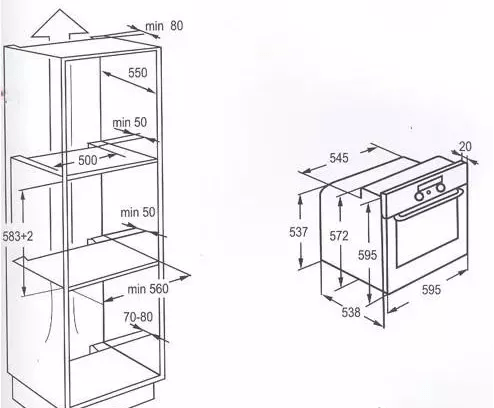 常规的嵌入式烤箱尺寸(高×宽:595×595)