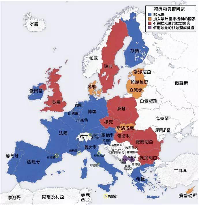 欧盟地图(备注:英国脱欧)