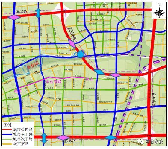 四合庄西路至南三环段(k0 900~k2 292)红线宽30 m, 为一幅路.