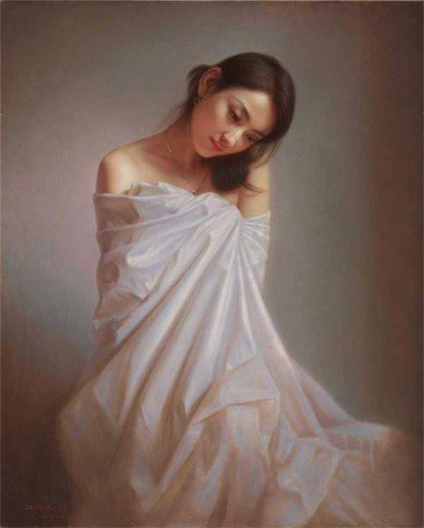 中国超写实人体油画作品，美艳性感的女郎_美女