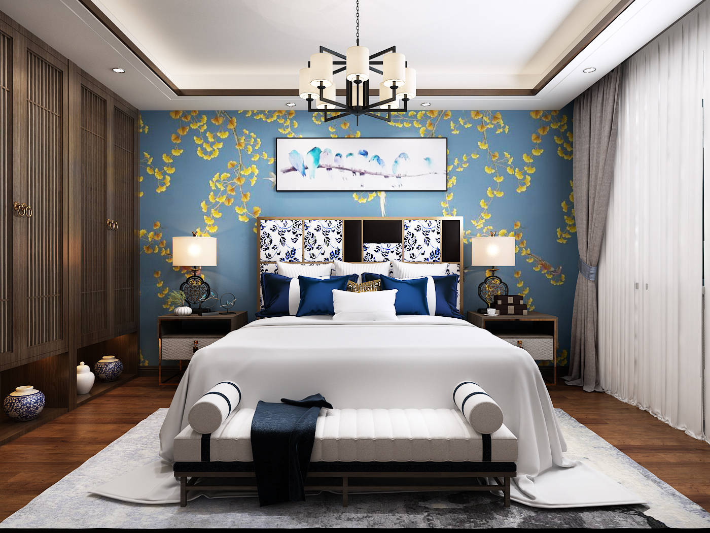 空间|都市果岭140平新中式风格--20万精装修!