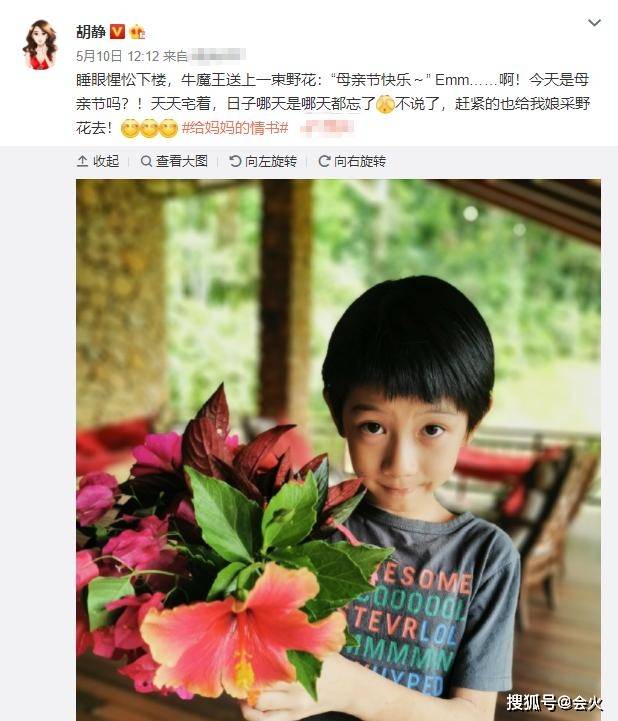 胡静罕发与儿子合照,43岁无皱纹很清纯,儿子继承颜值不像豪门爹