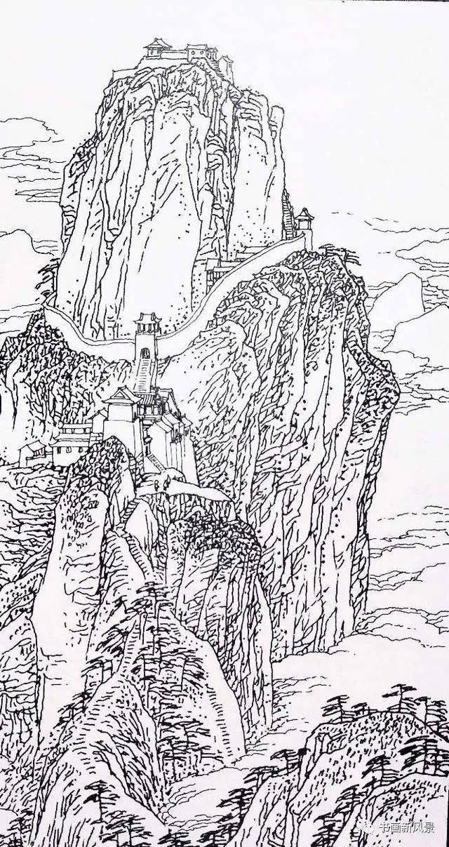 这是画家何云泉笔下的一组中国名山线描稿,他曾跋涉数万里,足迹几乎