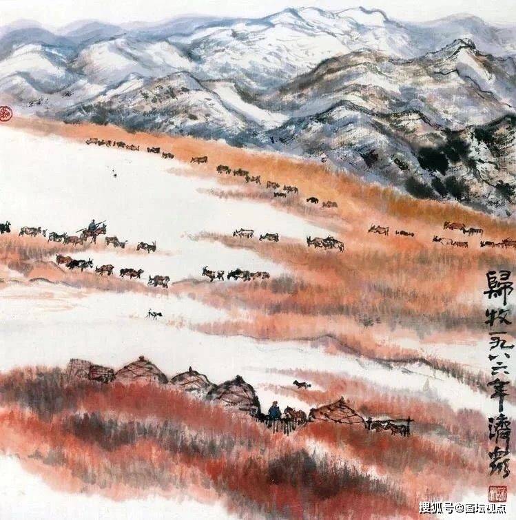 画里的山村,带着狂野味儿_国画