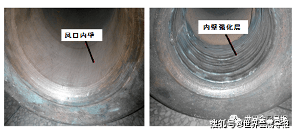 高炉风口强化前后形貌对比