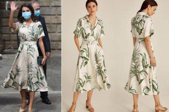 国王|莱蒂齐亚王后参加周日弥撒！穿绿色印花裙又美了，国王宠溺眼神啊