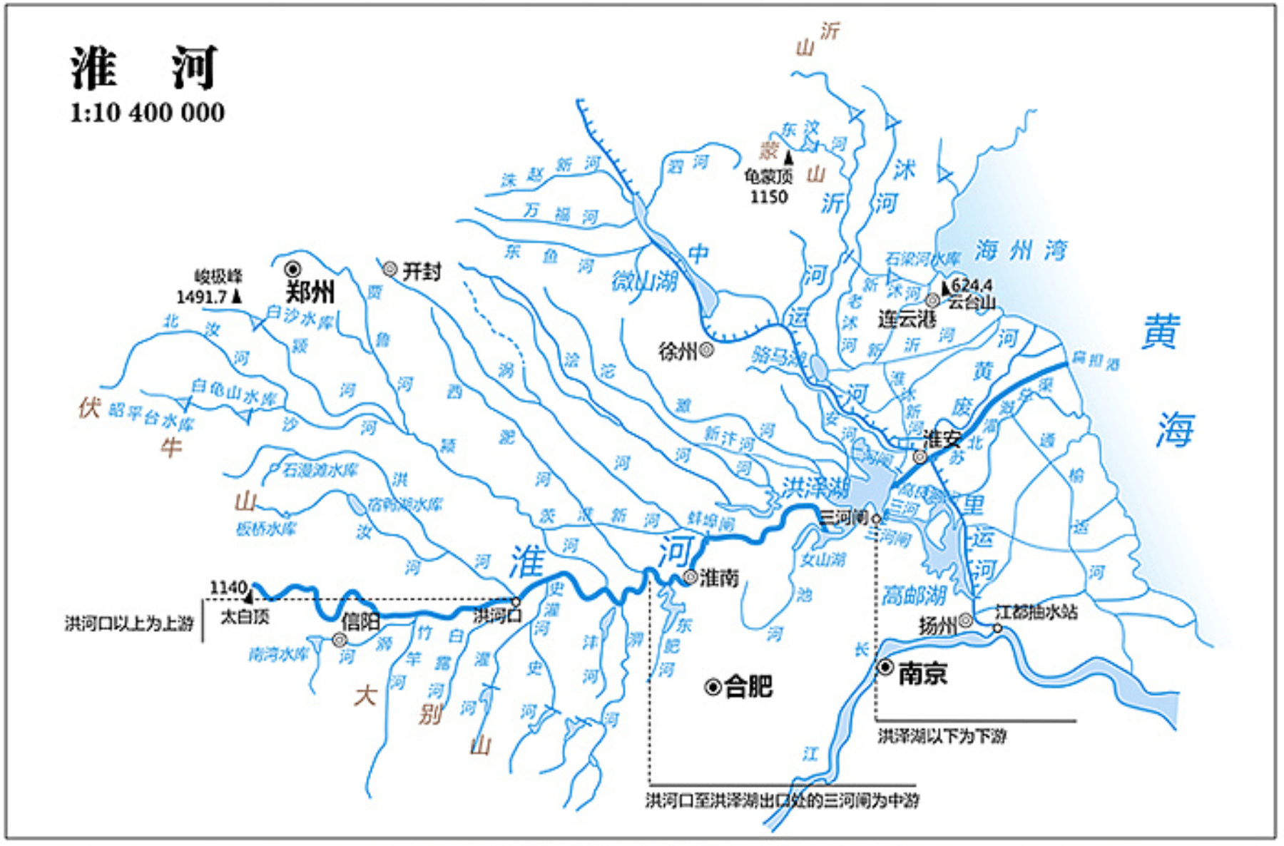 淮河水系图/网络为什么蓄滞洪区主要设在中游的安徽,而不是上游的河南