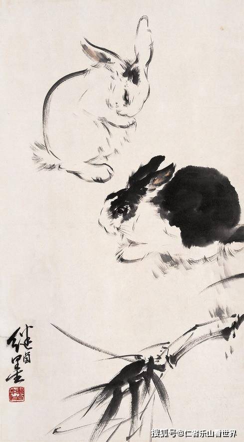 国画大师刘继卣画兔惟妙惟肖笔墨独到技艺精湛