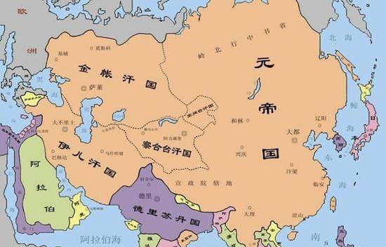 元朝,加上之前处于独立状态的四大汗国,其中包括术赤之子拔都建立的金