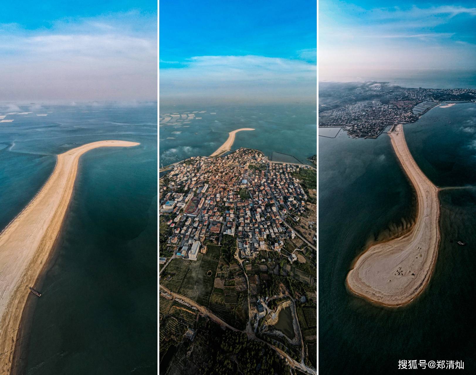 晋江塘东触角沙滩从村庄伸向大海的沙滩