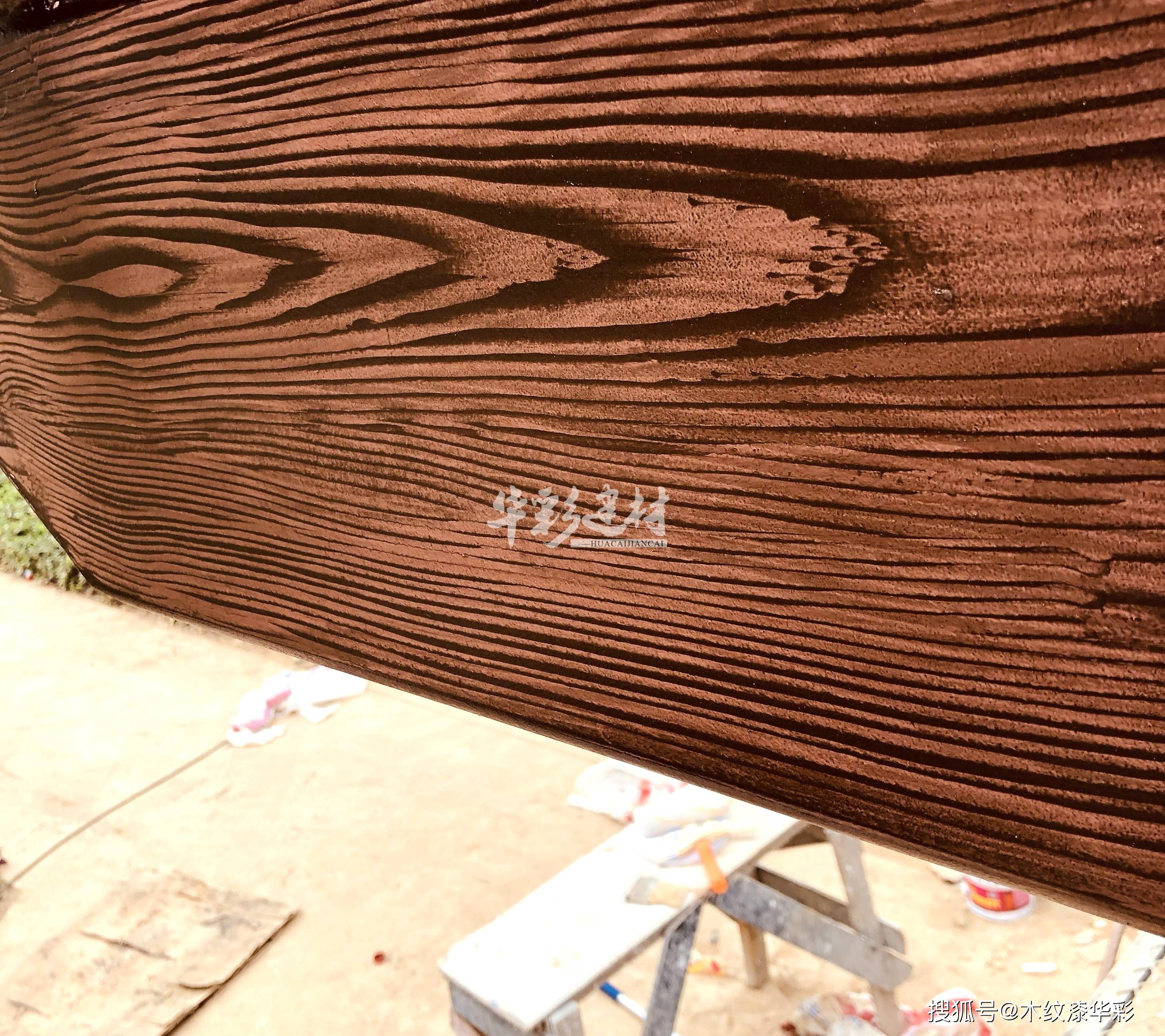 山东潍坊廊架仿木纹漆施工完美收工