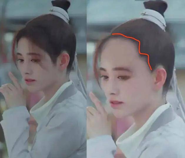 沥青|鞠婧祎新戏狂抹发际线粉，被嘲像涂了沥青，P掉以后秃头明显