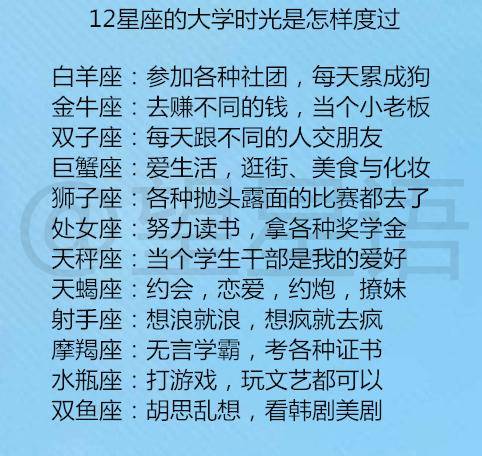 12星座的大学时光是怎样度过?