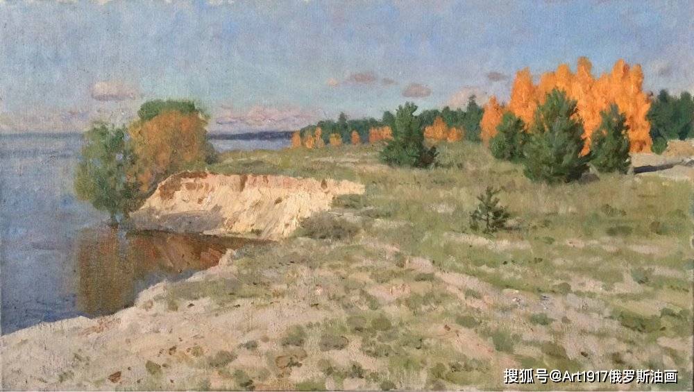 《伏尔加河畔》 布面油画 40x70cm 2020年