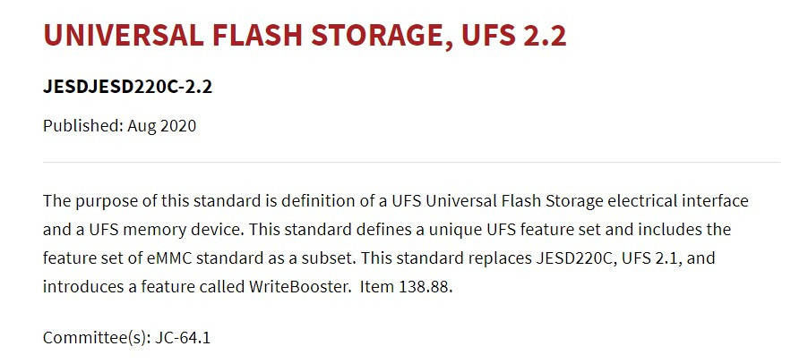 增强版|UFS 2.2闪存标准公布：写入增强版UFS 2.1