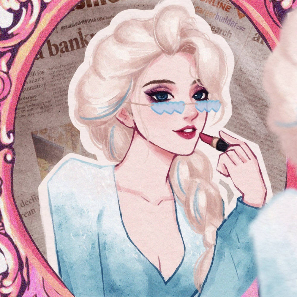 艾莎|时尚感100分的迪士尼公主，爱丽儿回眸真媚，无法忽视艾莎的红唇