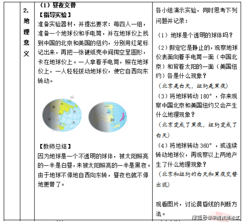 初中地理《地球的运动》教案教学设计及说课稿模板!