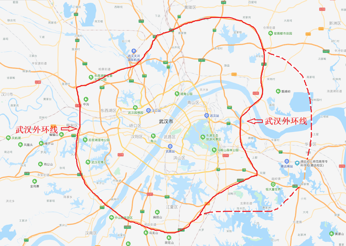 自1995年5月底长江二桥通车起,长约28公里的武汉内环线,也是武汉市的
