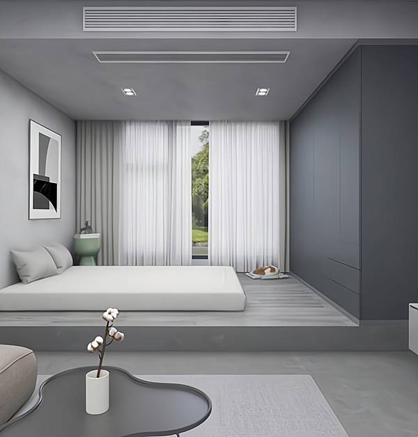 床头再挂一幅黑白灰色系的挂画点缀,一个简约舒适的卧室就设计好了.