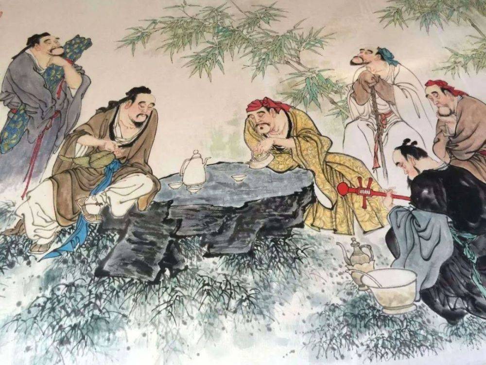 成忠臣使用丈二古宣创作的风流倜傥隐世精英—竹林八贤