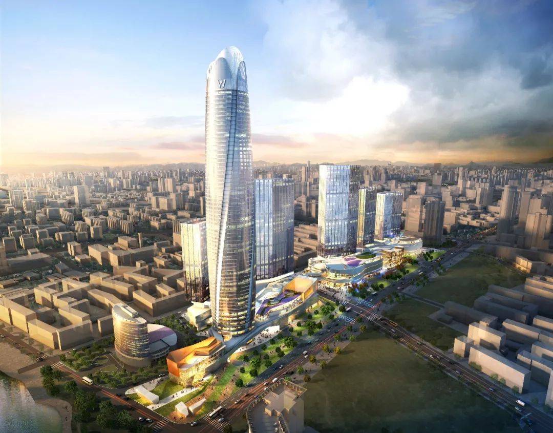 东北首个纺锤形超高层建筑沈阳华强金廊城市广场1号楼主体封顶