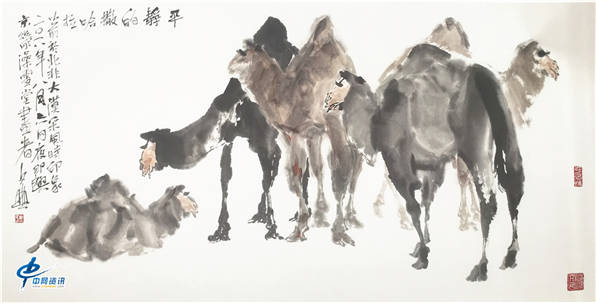 画家马文典国画骆驼系列-沙漠骆驼(三)