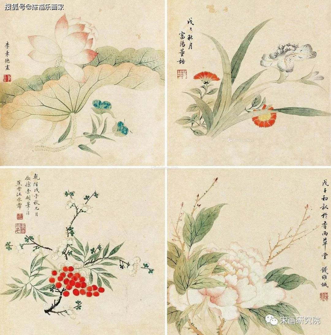 历代没骨花鸟画百图_恽寿平