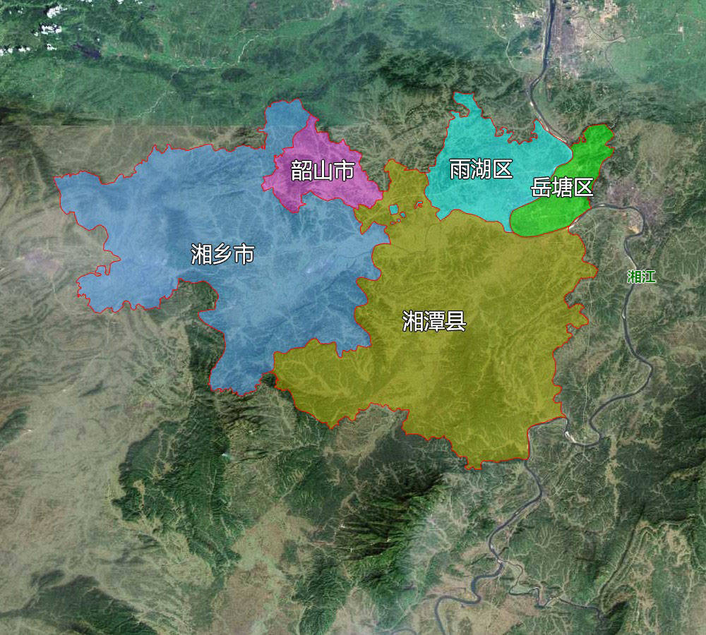 7张地形图快速了解湖南省湘潭市辖的5个区县市