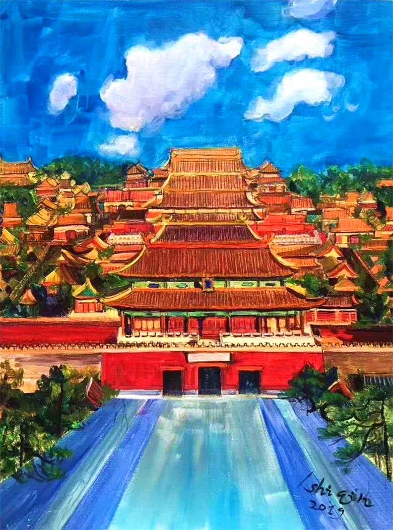 画布油画《故宫,紫禁城》