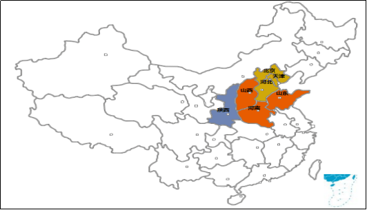 京津冀及周边,汾渭平原涉及省市情况