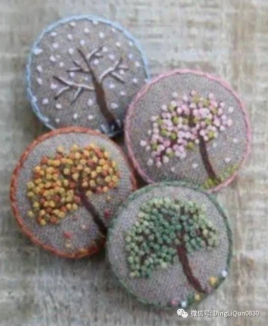 手绣|「刺绣作品」50款时尚的手绣布料纽扣，也许用的到！