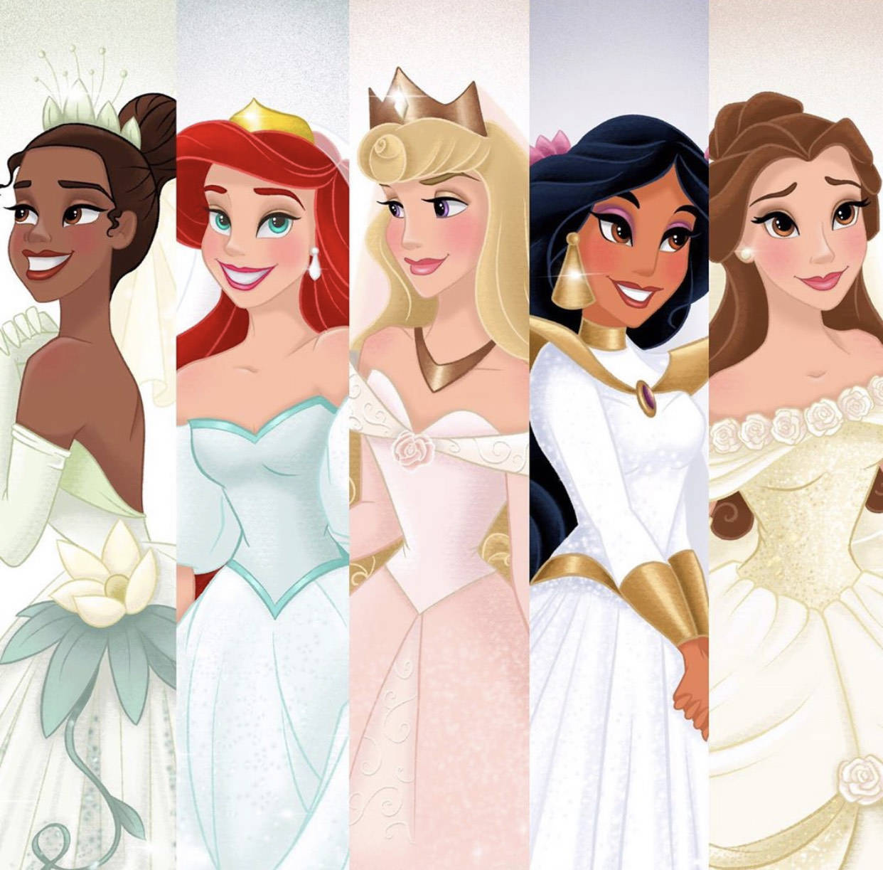 迪士尼|迪士尼公主要做“幸福新娘子”，婚纱款式不同有特色，偏爱睡美人