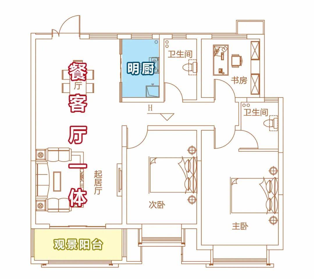 恒丰·理想城112㎡户型图