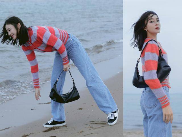 彩色条纹毛衣温暖明媚很有女人味,配长裤穿超美