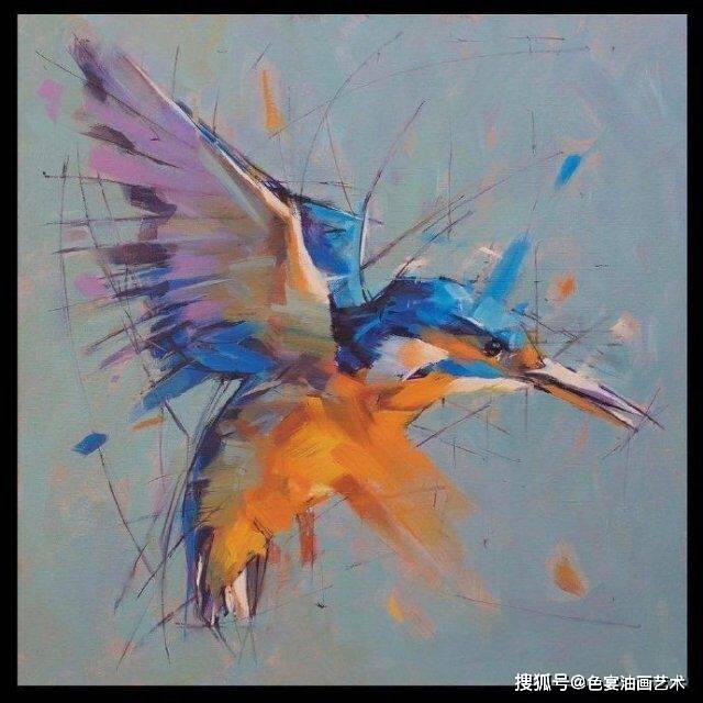 一组精美的鸟类油画作品