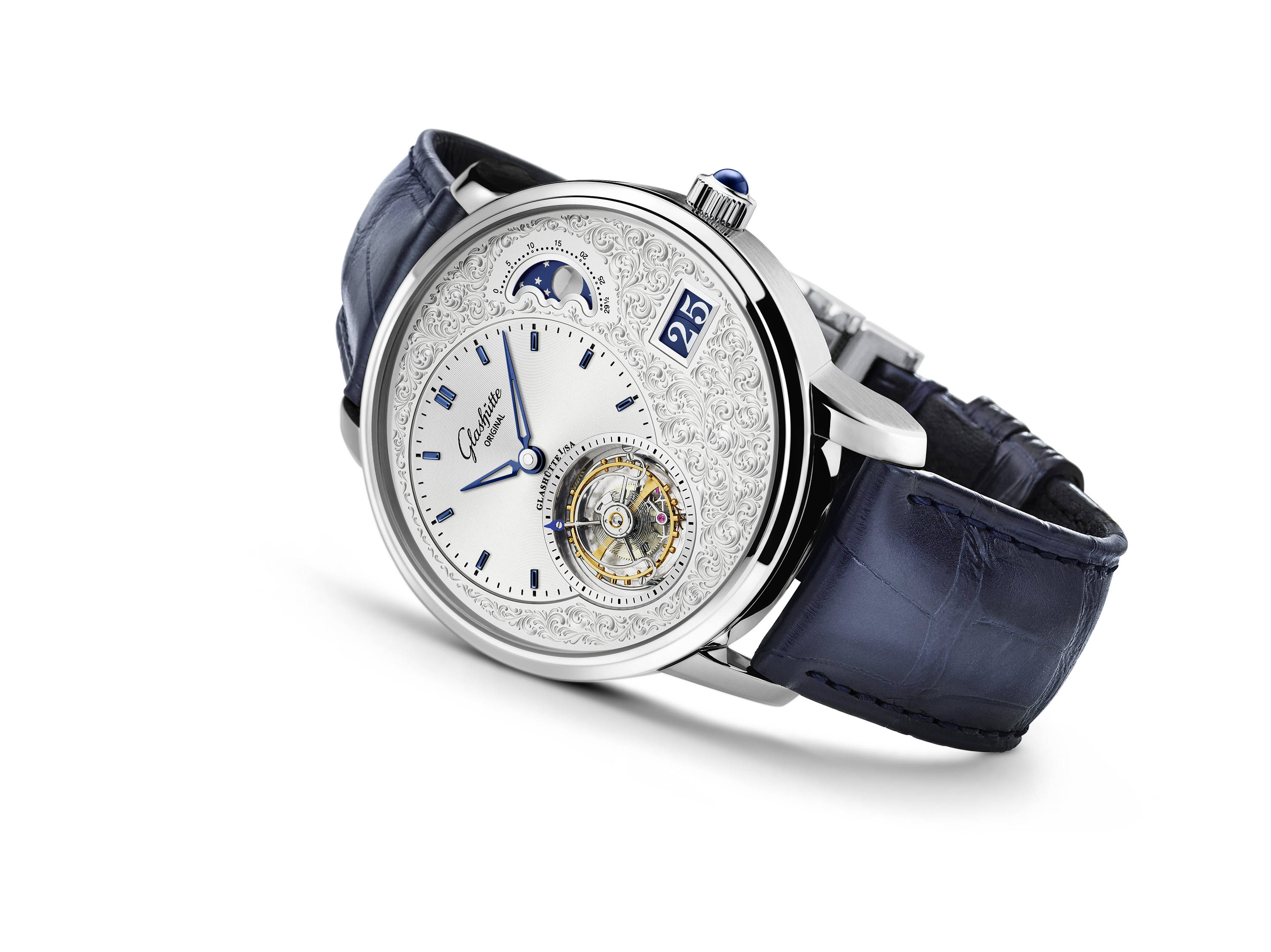 月相|卓凡工艺典范：格拉苏蒂PanoLunarTourbillon 偏心月相陀飞轮腕表-限量版