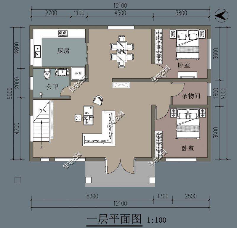 原创农村自建房,东西13米,南北10米,建两层别墅怎么设计?