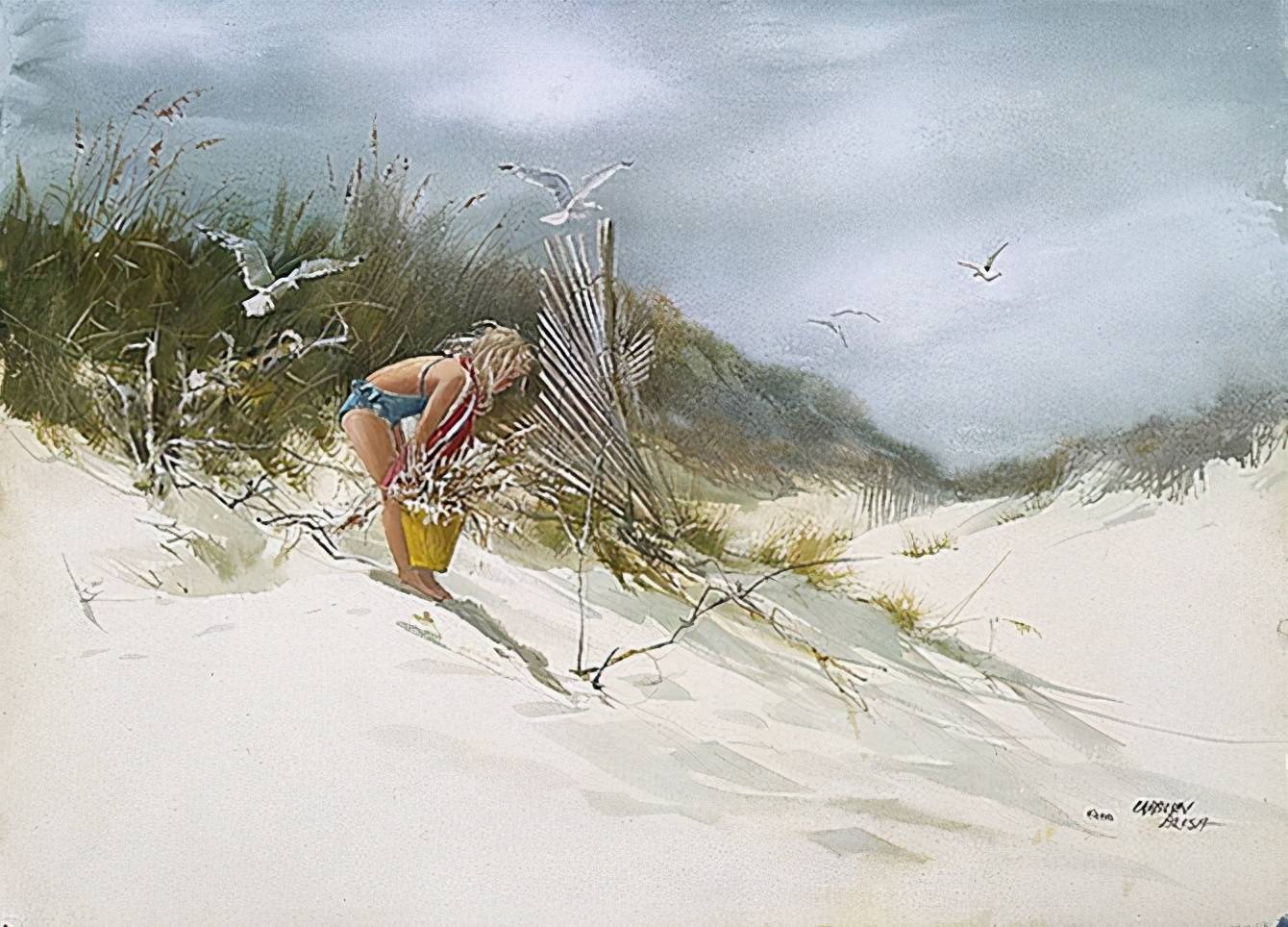 图片[13]-美国女画家卡罗琳·比利希作品，这画面真清爽-魔性次元