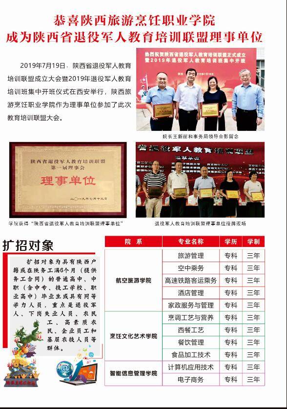 陕西旅游烹饪职业学院高职扩招招生简章
