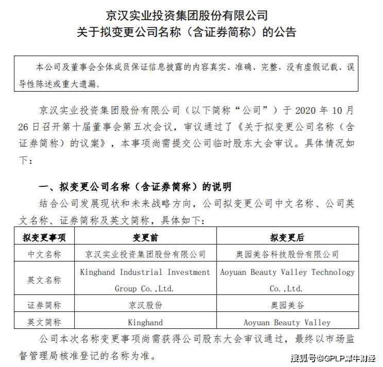 发布公告|奥园入股后 京汉股份拟更名“奥园美谷”