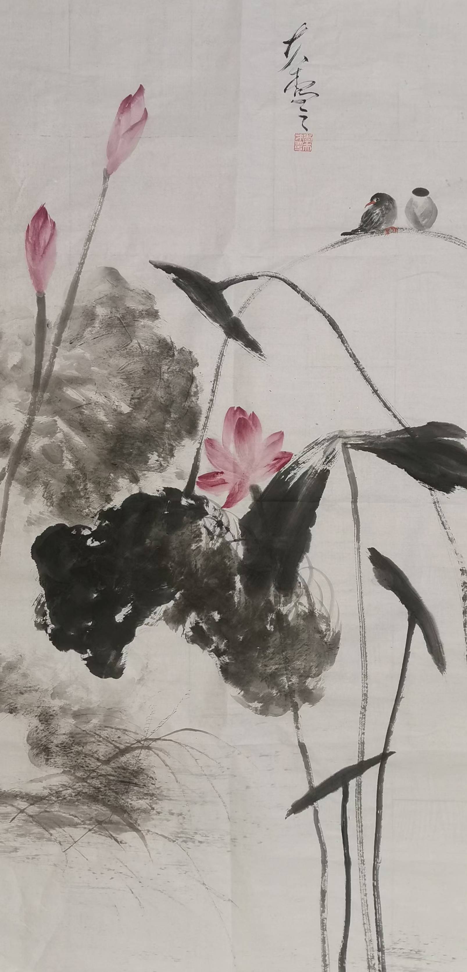 李夫才:难得见人间,却把白露红_荷花