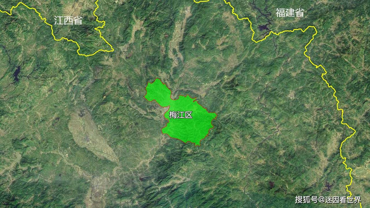 原创10张地形图快速了解广东省梅州市的8个市辖区县市